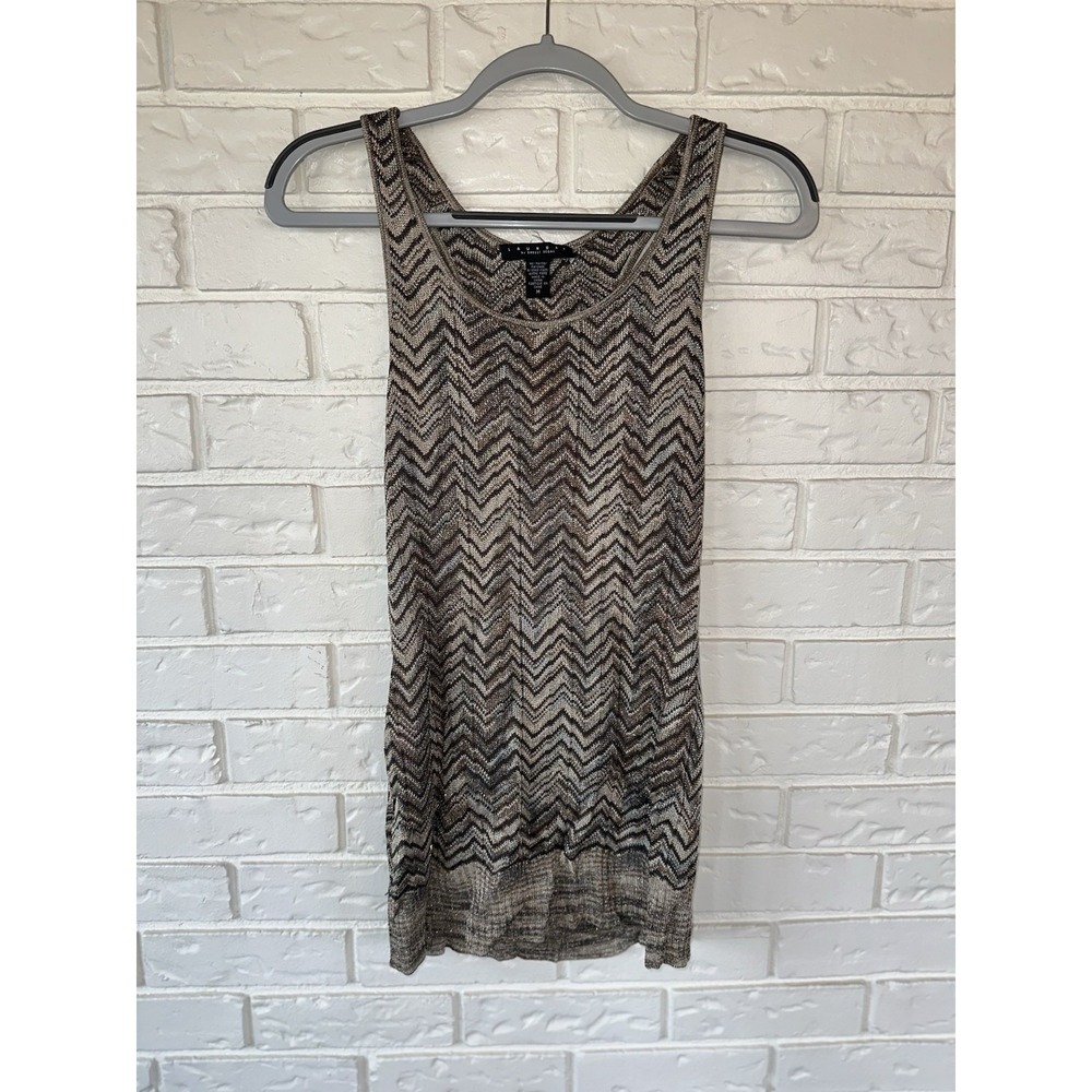 Laundry by Shelli‎ Segal Women's Medium Metallic Knit Top Y2K Pop Glam